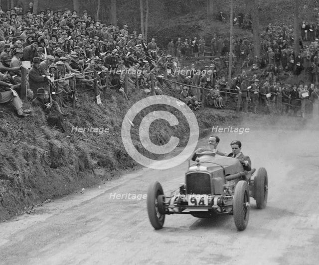 Vauxhall 30/98 competing in the Shelsley Walsh Amateur Hillclimb, Worcestershire, 1929. Artist: Bill Brunell.