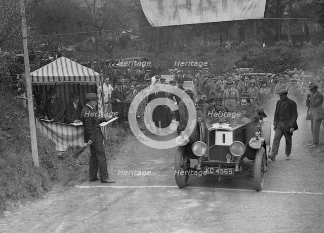 Vauxhall 30/98 of OHG Burton at the Shelsley Walsh Amateur Hillclimb, Worcestershire, 1929. Artist: Bill Brunell.