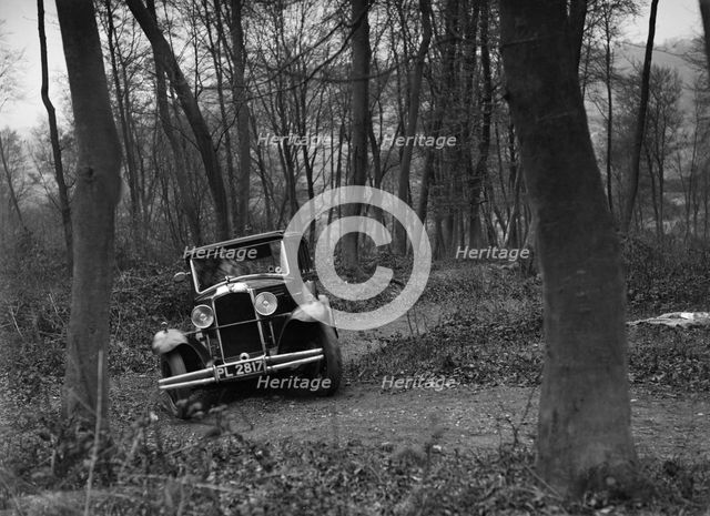 Vauxhall Cadet at the Standard Car Owners Club Southern Counties Trial, Hale Wood, Chilterns, 1938. Artist: Bill Brunell.