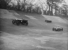 Vauxhall, Riley and Amilcar racing at a BARC meeting, Brooklands, Surrey, 1931 Artist: Bill Brunell