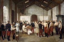 Vaccination at the Val de Grace Hospital in Paris c1900. Artist: Alfred Touchemolin