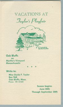 Vacations at Taylor's Playfair, 1950s. Creator: Unknown