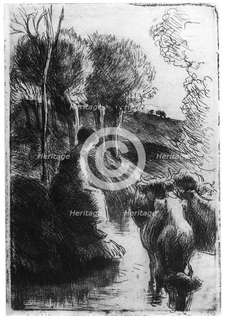'Vachere au Bord de L'eau', (Cowherd beside Water), c1850-1900 (1924). Artist: Camille Pissarro