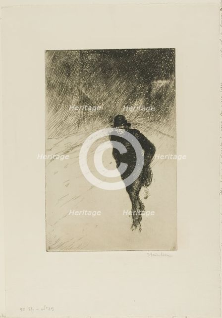 Vagabond in the Snow, 1902. Creator: Theophile Alexandre Steinlen.