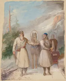 Väinämöinen and Joukahainen, sketch. Creator: Berndt Godenhjelm