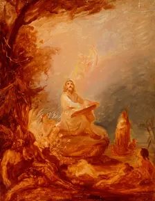 Väinämöinen Playing the Kantele, study, 1857-1858. Creator: Robert Wilhelm Ekman