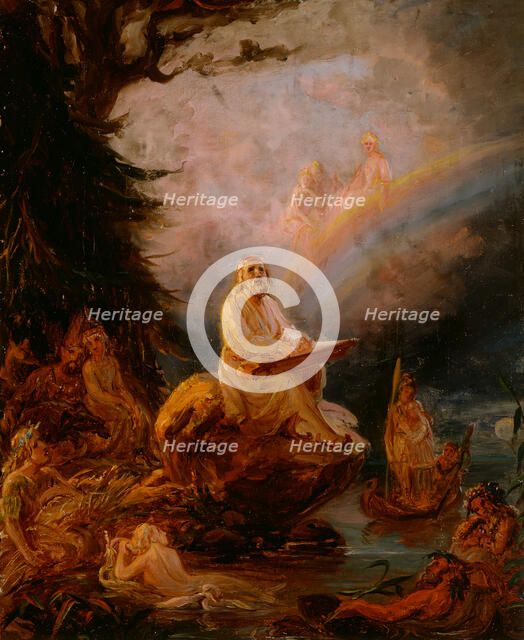 Väinämöinen Playing the Kantele, study. Creator: Robert Wilhelm Ekman.