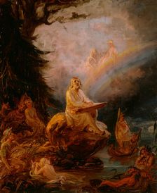 Väinämöinen Playing the Kantele, study. Creator: Robert Wilhelm Ekman