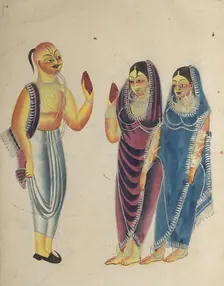 Vaishnava Devotee with Two Women, 1800s. Creator: Unknown