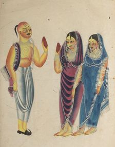 Vaishnava Devotee with Two Women, 1800s. Creator: Unknown