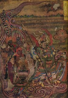 Vaishravana travelling across the waves, from the Caves of the Thousand Buddhas c900