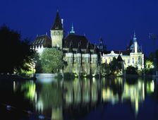 Vajdahunyad castle in the city park, Budapest, Hungary. Creator: Peter Thompson