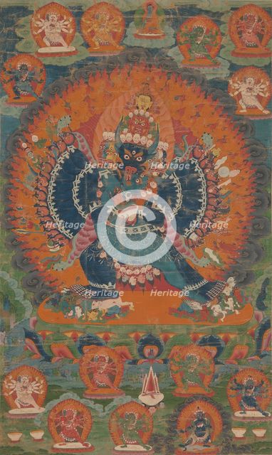 Vajrabhairava with His Consort Vajravetali , 18th century. Creator: Unknown.