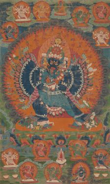 Vajrabhairava with His Consort Vajravetali , 18th century. Creator: Unknown
