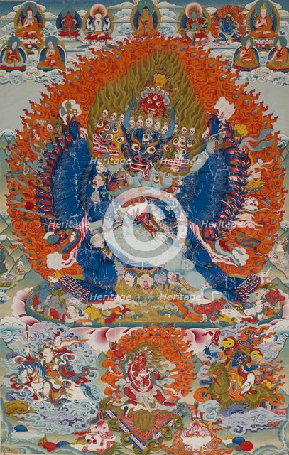 Vajrabhairava with Vajravetali, 18th century. Creator: Unknown.