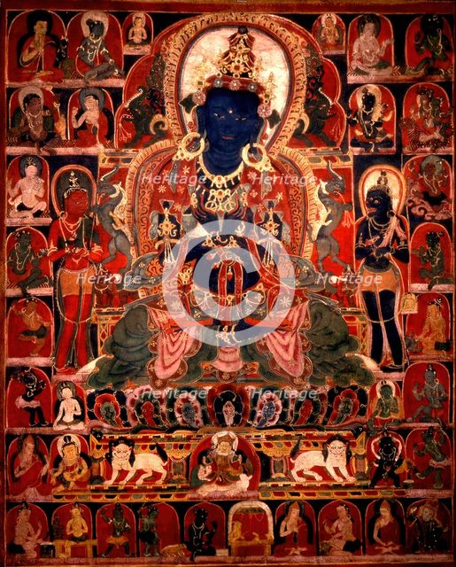 Vajradhara with Mahasiddhas, c1400. Creator: Unknown.