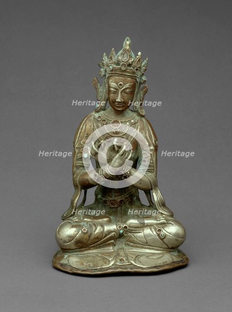 Vajradhara Buddha Seated Holding a Thunderbolt (Vajra) and Bell (Ghanta), 15th century. Creator: Unknown.