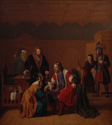 Valdemar the Great is linked in Absalon's mother's house, where he has sought refuge..., 1821-1840. Creator: Peter Raadsig