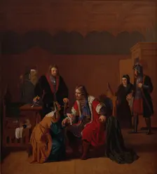 Valdemar the Great is welcomed at Absalon's mother's house, c1840. Creator: Raadsig, Johan Peter (1806-1882)