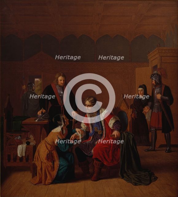 Valdemar the Great is welcomed at Absalon's mother's house, c1840. Creator: Raadsig, Johan Peter (1806-1882).