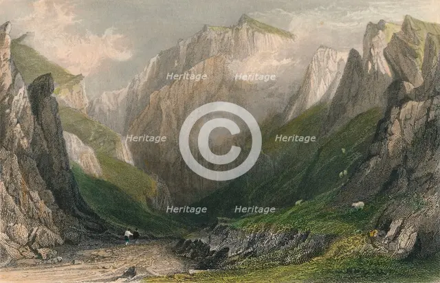 'Vale of the Winnets, Derbyshire', 1837. Artist: John James Hinchliff.