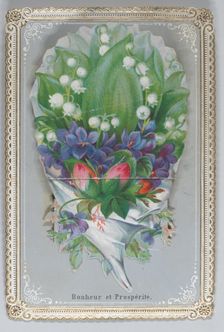 Valentine - Mechanical bouquet, baby boy bunting, ca. 1875., ca. 1875. Creator: Anon