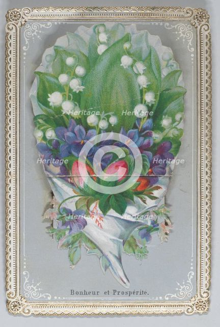 Valentine - Mechanical bouquet, baby boy bunting, ca. 1875., ca. 1875. Creator: Anon.