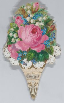 Valentine - Mechanical - elaborate nosegay, fan souvenir, ca. 1875., ca. 1875. Creator: Anon
