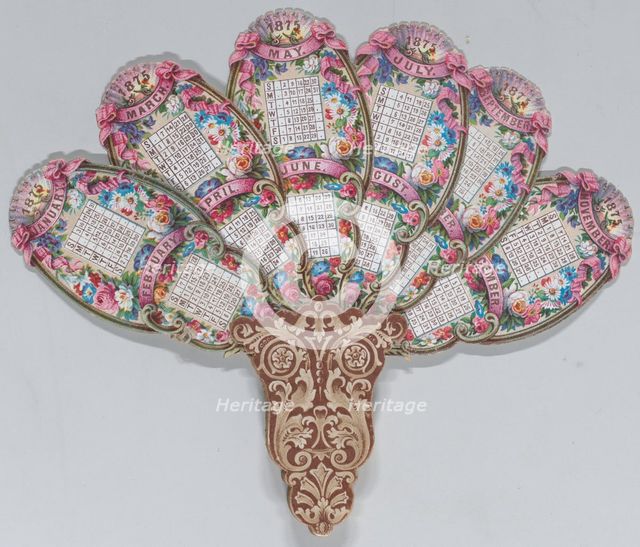Valentine - Mechanical - elaborate fan dated 1875, 1875., 1875. Creator: Anon.