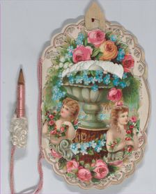 Valentine - Mechanical - elaborate Valentine, Dance Card, Baby, 1883., 1883. Creator: Anon