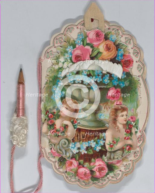 Valentine - Mechanical - elaborate Valentine, Dance Card, Baby, 1883., 1883. Creator: Anon.