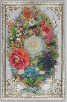 Valentine - Mechanical, flowers with hidden messages, sachet, ca. 1875., ca. 1875. Creator: Anon