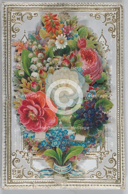 Valentine - Mechanical, flowers with hidden messages, sachet, ca. 1875., ca. 1875. Creator: Anon.