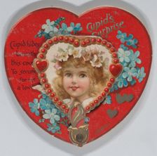 Valentine - mechanical - heart opens to reveal Cupid, ca. 1875. Creator: Ernest Nister