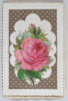 Valentine - Mechanical Layered Birthday - die cut roses and woman., ca. 1875. Creator: Anon