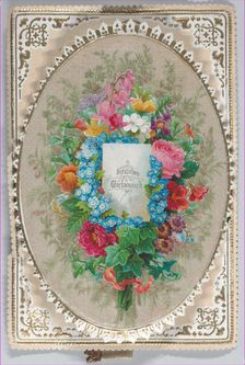 Valentine - Mechanical, pull tab bouquet, ca. 1875., ca. 1875. Creator: Anon