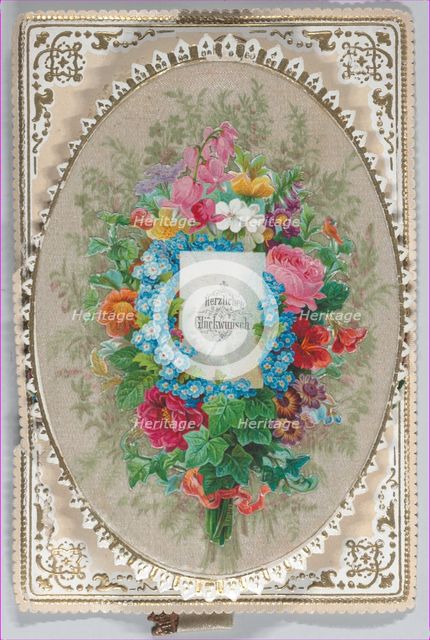 Valentine - Mechanical, pull tab bouquet, ca. 1875., ca. 1875. Creator: Anon.