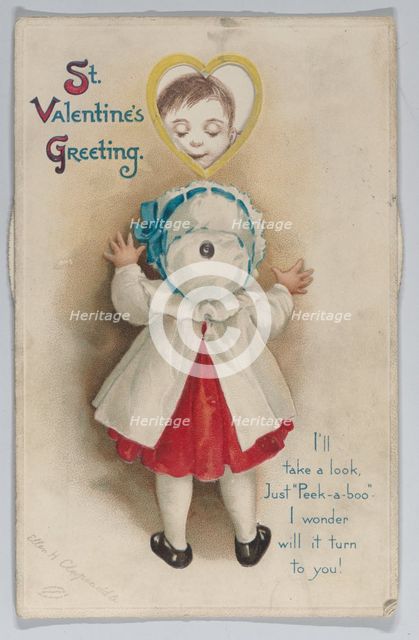 Valentine - movable wheel postcard, 1913. Creator: Ellen Hattie Clapsaddle.