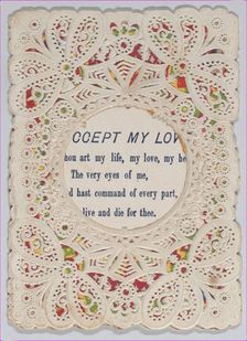 Valentine, ca. 1880. Creator: Anon