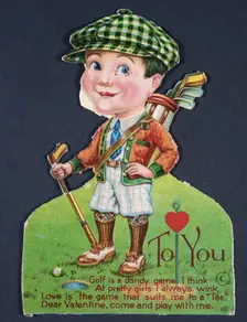 Valentine card with a golfing theme, American, 1930s. Creator: Unknown