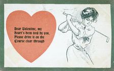 Valentine card with a golfing theme, c1910s-c1920s