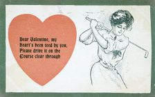 Valentine card with a golfing theme, c1910s-c1920s. Creator: Unknown