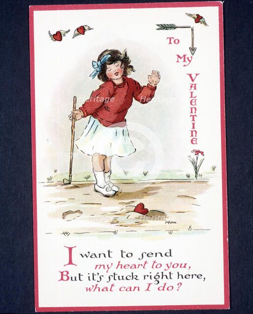 Valentine card with a golfing theme, c1920s. Artist: Unknown