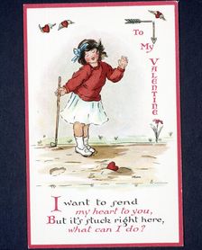 Valentine card with a golfing theme, c1920s