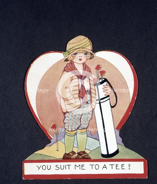 Valentine card with a golfing theme, c1920s. Creator: Unknown.