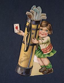 Valentine card with golfing theme, American, c1930s