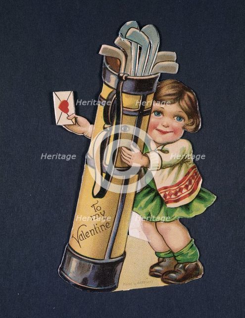 Valentine card with golfing theme, American, c1930s. Creator: Unknown.