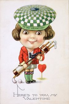 Valentine card with golfing theme, c1910. Creator: Unknown