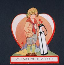 Valentine Card with golfing theme, c1910s