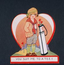 Valentine Card with golfing theme, c1910s. Creator: Unknown